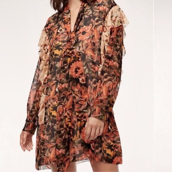 Aritzia Wilfred Bernadette Ruffle Dress Size Medium - Picture 2 of 15